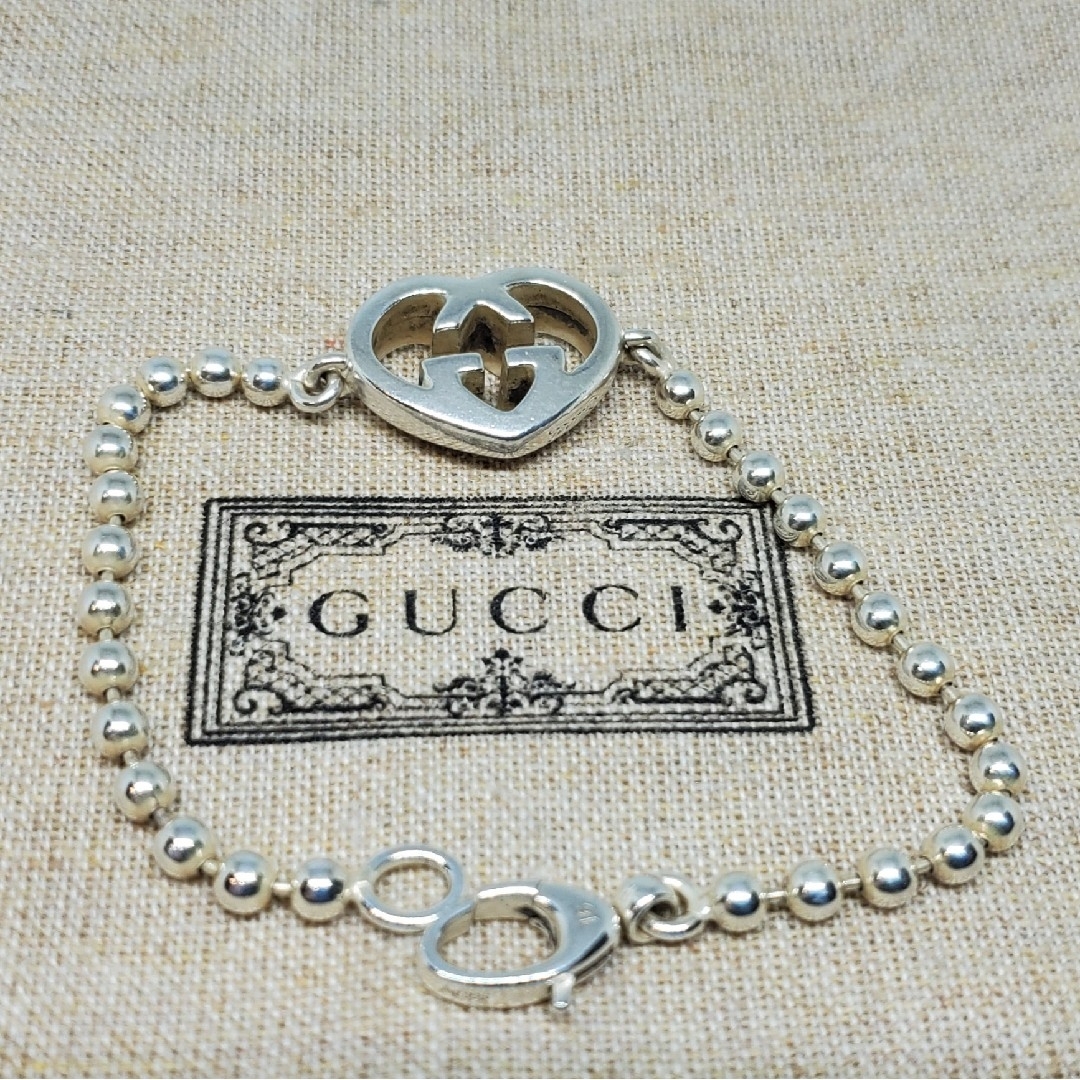 Gucci(グッチ)の【超レア廃盤品】GUCCI ハート ブレスレット ボールチェーン レディースのアクセサリー(ブレスレット/バングル)の商品写真