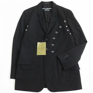 ヨウジヤマモト(Yohji Yamamoto)の未使用品●定価124000円 ヨウジヤマモト プールオム HD-J54-107 1988SSレプリカ アイレットギャバジャケット ブラック 3 日本製 正規品(テーラードジャケット)