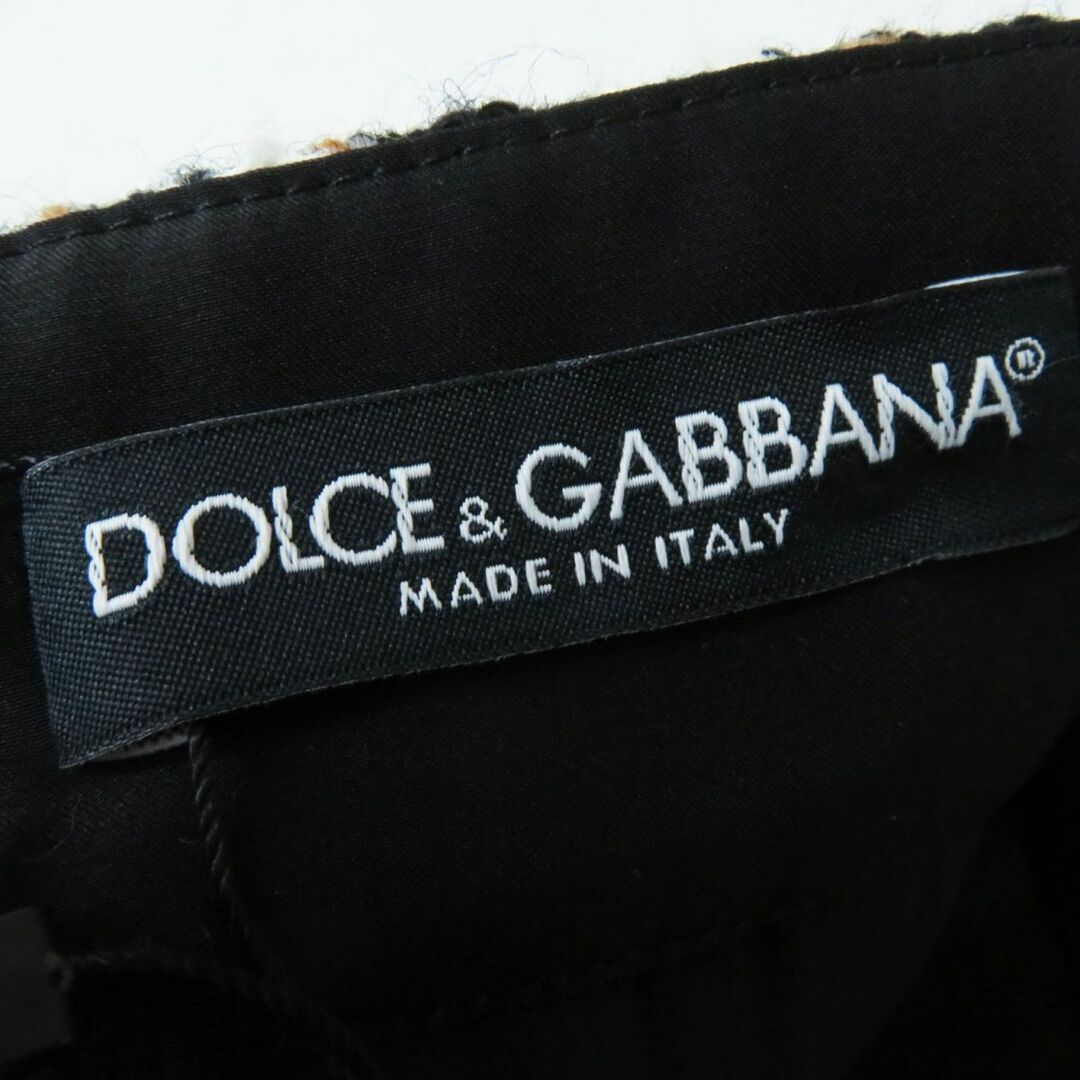 DOLCE&GABBANA(ドルチェアンドガッバーナ)の未使用品◎正規品 定価170500円 DOLCE&GABBANA ドルチェ＆ガッバーナ 黒タグ レディース ツイード 台形スカート 茶×黒×灰×白 36 タグ付 レディースのスカート(ミニスカート)の商品写真