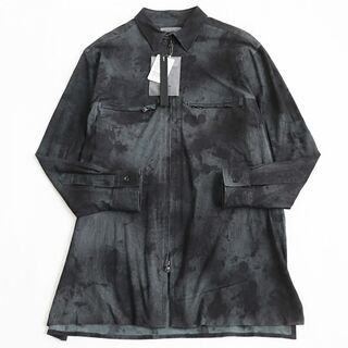 ヨウジヤマモト(Yohji Yamamoto)の未使用品●22SS 定価297000円 ヨウジヤマモト プールオム×イサムカタヤマ バックラッシュ HG-B99-701 カンガルーレザー ジップブラウス 4(シャツ)