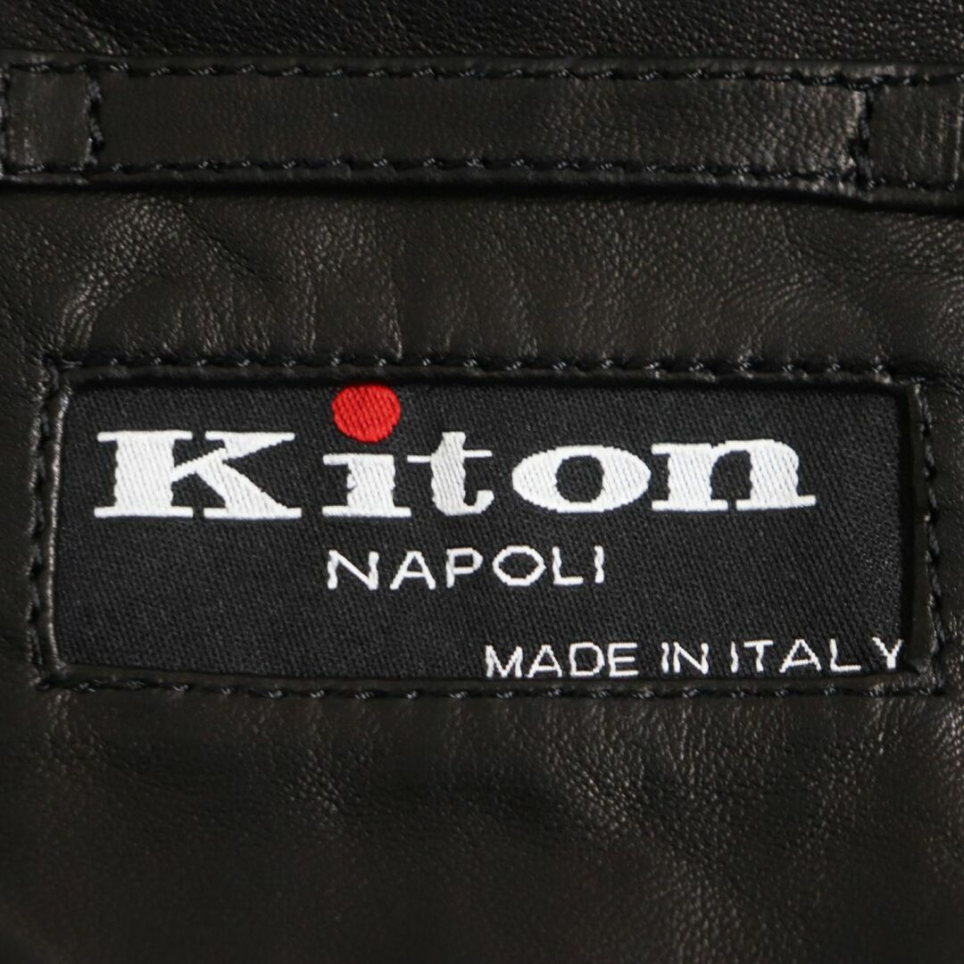 KITON(キトン)の極美品●Kiton キートン ラムスキン レザーステンカラーコート/ハーフコート ブラック 50 イタリア製 メンズ 秋冬おすすめ◎ メンズのジャケット/アウター(ステンカラーコート)の商品写真