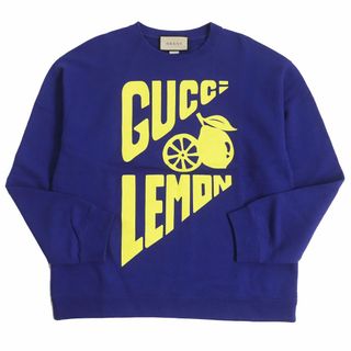 グッチ(Gucci)の美品□22SS GUCCI/グッチ 681217 LEMONプリント コットン100％ 長袖 ロングスリーブ スウェットシャツ/トレーナー ブルー S 伊製 正規品(スウェット)