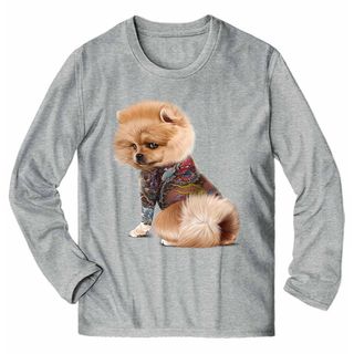 ポメラニアン 犬 いぬ タトゥー 刺青 長袖 Tシャツ メンズ(Tシャツ/カットソー(七分/長袖))