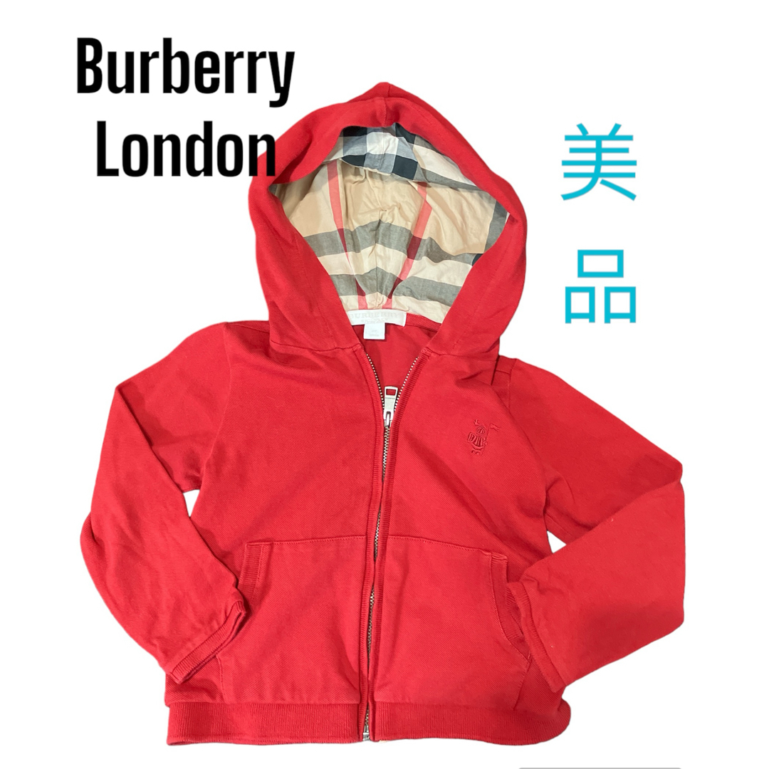 BURBERRY(バーバリー)の【BURBERRY】2Y パーカー 92cm バーバリー　美品　レッド　チェック キッズ/ベビー/マタニティのキッズ服男の子用(90cm~)(ジャケット/上着)の商品写真