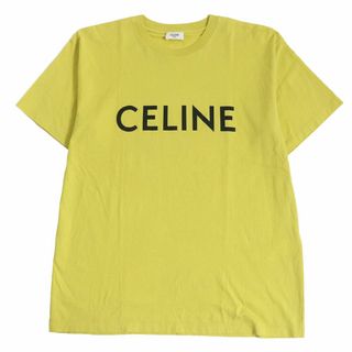 セリーヌ(celine)の美品□21SS CELINE/セリーヌ 2X681501F ロゴプリント コットン クルーネック ルーズフィット 半袖Tシャツ/カットソー イエロー XS 伊製 正規(Tシャツ/カットソー(半袖/袖なし))