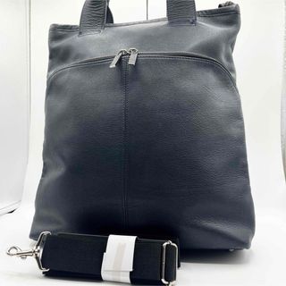 バーバリーブラックレーベル(BURBERRY BLACK LABEL)の良品 バーバリーブラックレーベル トートバッグ ショルダー 2way レザー 紺(トートバッグ)