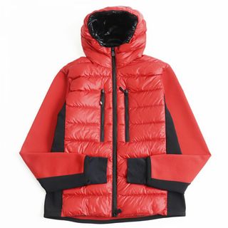 モンクレール(MONCLER)の極美品●2021年製 モンクレール グルノーブル ロゴパッチ/ロゴワッペン付き WZIP フーデッド ダウンジャケット/ブルゾン レッド系 L 正規品(ダウンジャケット)