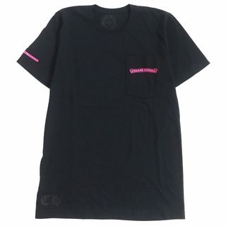 クロムハーツ(Chrome Hearts)の未使用品□CHROME HEARTS/クロムハーツ スクロールラベル プリント コットン100％ 半袖 ポケットTシャツ/カットソー 黒 S USA製 正規品(Tシャツ/カットソー(半袖/袖なし))