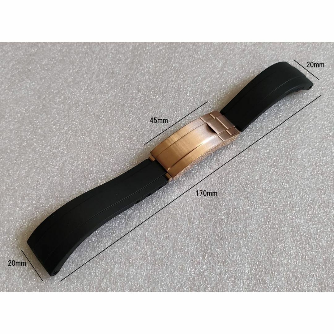 新品 ラバー時計ベルト ローズゴールド ブラック 互換品 メンズの時計(ラバーベルト)の商品写真