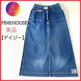 ピンクハウス(PINK HOUSE)の美品✨ピンクハウス　綿100% ロゴ入　デニムロングスカート　PINKHOUSE(ロングスカート)