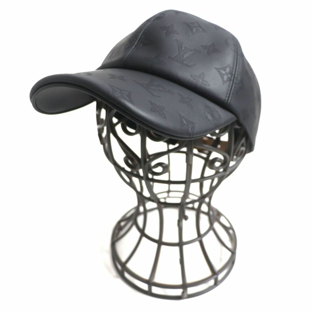 LOUIS VUITTON(ルイヴィトン)の美品▼LOUIS VUITTON ルイヴィトン M76580 モノグラム シャドウ ヌメ革使い キャスケット/レザーキャップ/帽子 ブラック 伊製 メンズ メンズの帽子(キャップ)の商品写真