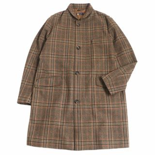 LORO PIANA - 未使用品□ロロピアーナ FAL4288 チェック柄 ロゴボタン WZIP カシミヤ100％ 襟裏ヤギ革使用 ロング ステンカラーコート 茶系 L 伊製 正規