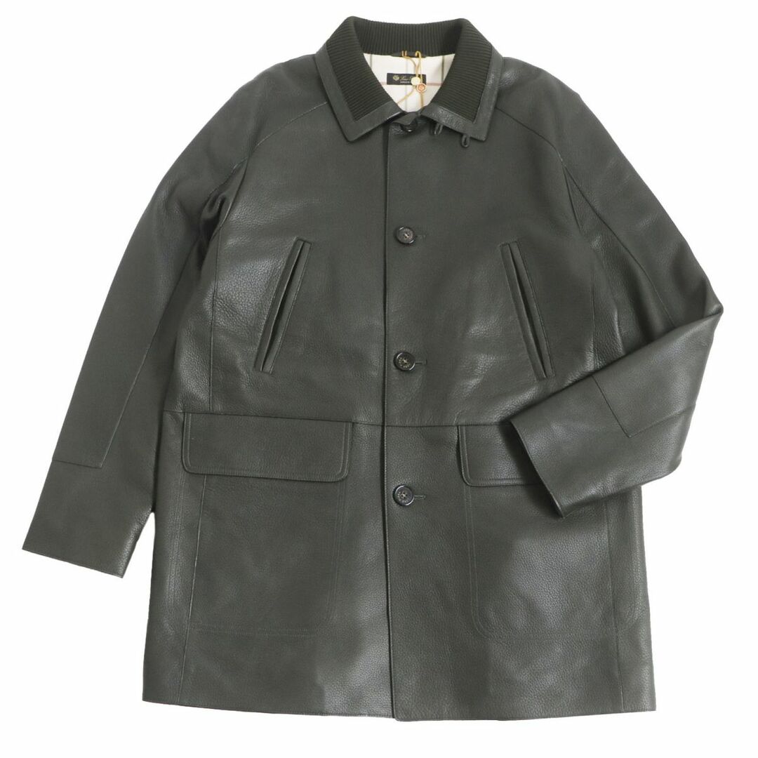 LORO PIANA(ロロピアーナ)の未使用品□Loro Piana/ロロピアーナ FAL2241 RAIN SYSTEM ディアスキン 中綿入り レザーステンカラーコート/カバーオール 緑 M 伊製 正規品 メンズのジャケット/アウター(ステンカラーコート)の商品写真