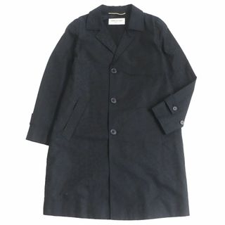 サンローラン(Saint Laurent)の美品□SAINT LAURENT PARIS/サンローランパリ エディ期 315360 レオパード柄 コットン チェスターコート/ステンカラーコート 黒 40 正規品(チェスターコート)