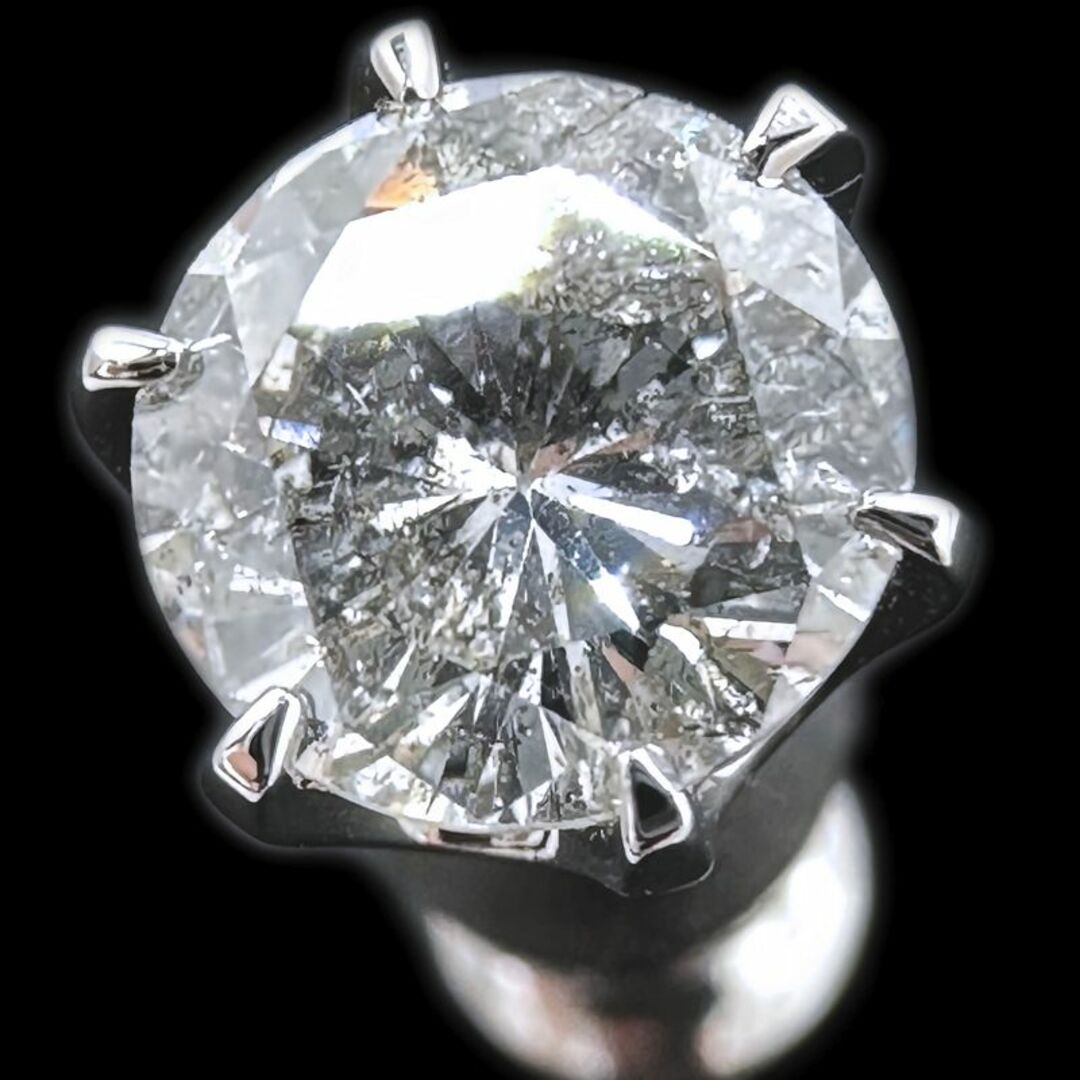 大粒 天然ダイヤモンド 0.9ct プラチナ Pt900 シングル 手作りピアス メンズのアクセサリー(ピアス(片耳用))の商品写真