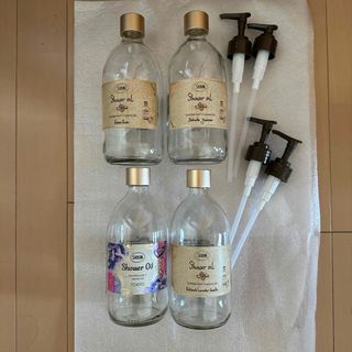 サボン(SABON)のサボン　シャワーオイル500ml ガラス空瓶4個ポンプ4本8点セット(バスグッズ)