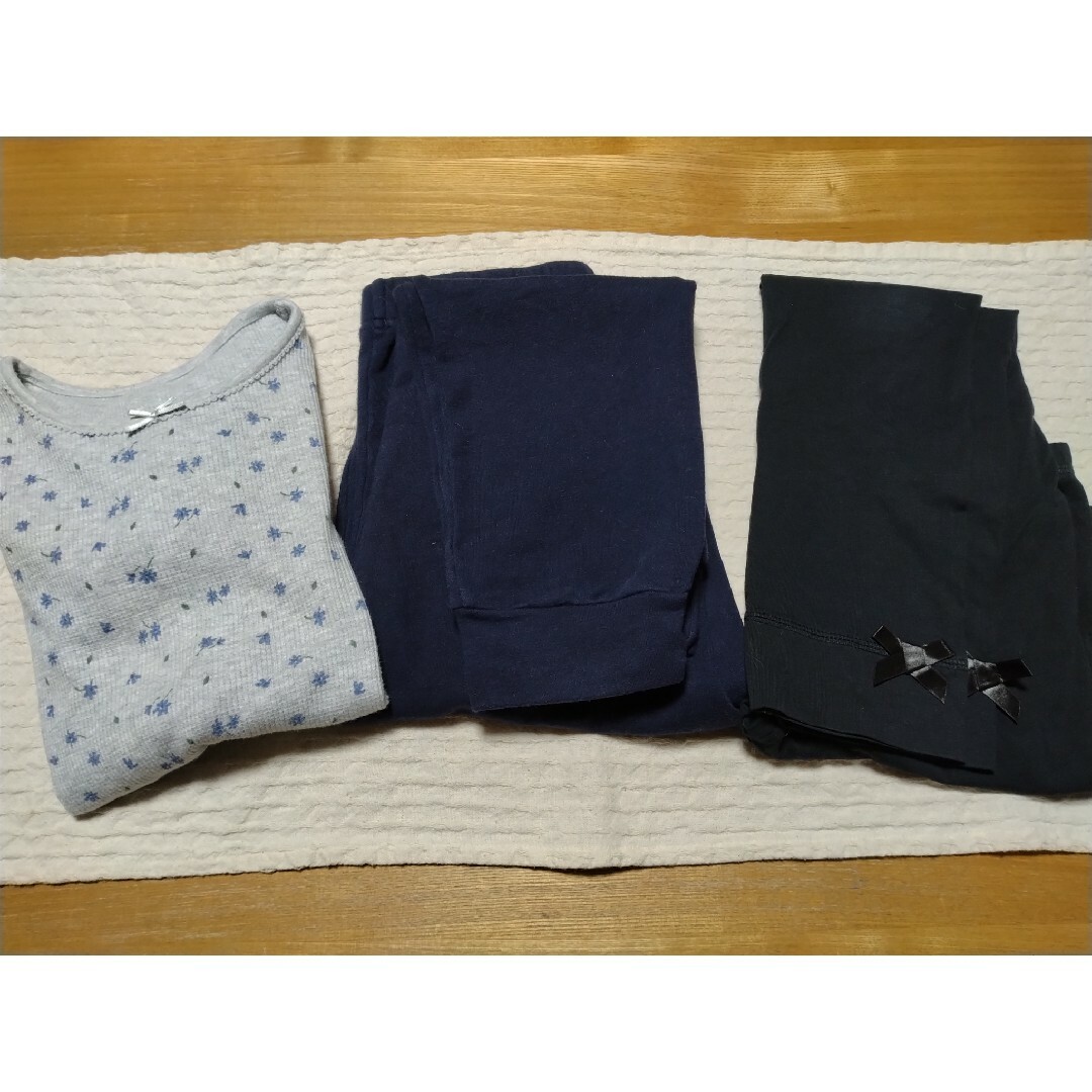 UNIQLO(ユニクロ)のUNIQLO　パジャマ上下　140cm西松屋　レギンス黒　140cm キッズ/ベビー/マタニティのキッズ服女の子用(90cm~)(パジャマ)の商品写真