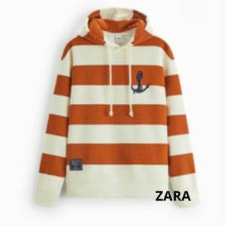 ザラ(ZARA)の【美品】ZARA　裏起毛　ボーダー　マリン　パーカー(パーカー)