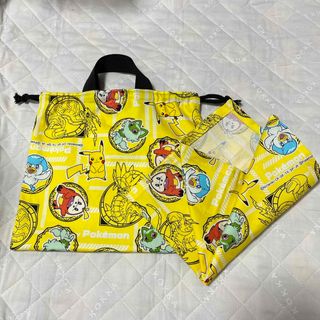 ポケモン　　ランチョンマット　巾着袋　持ち手付き　　ナフキン袋　ハンドメイド(外出用品)