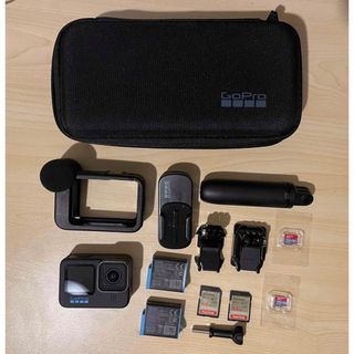 ゴープロ(GoPro)のgrpro10 中古＋チェストマウントハーネス+メモリーカード(コンパクトデジタルカメラ)