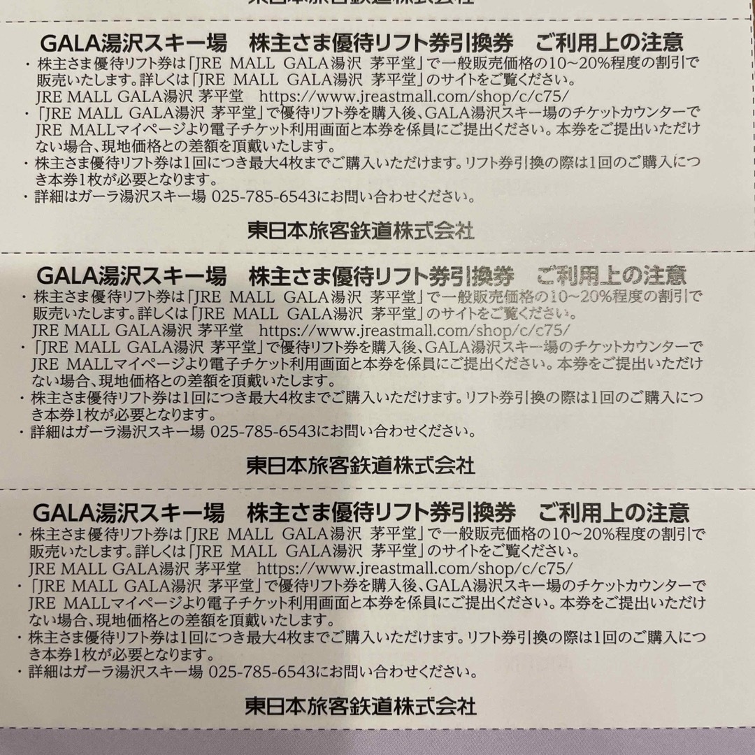 JR(ジェイアール)の【匿名配送】GALA湯沢スキー場リフト割引券６枚ほか（JR東日本 株主優待） エンタメ/ホビーのエンタメ その他(その他)の商品写真