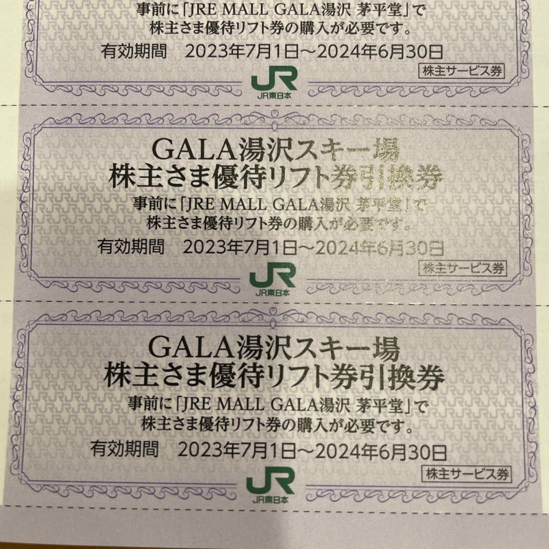 JR(ジェイアール)の【匿名配送】GALA湯沢スキー場リフト割引券６枚ほか（JR東日本 株主優待） エンタメ/ホビーのエンタメ その他(その他)の商品写真