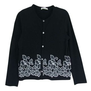 コムデギャルソン(COMME des GARCONS)のCOMME des GARCONS コムデギャルソン AD2001 GC-T038 本ライン アーカイブ フェイクレザーフラワーパッチ カーディガン ブラック系 サイズ表記無【中古】(カーディガン)