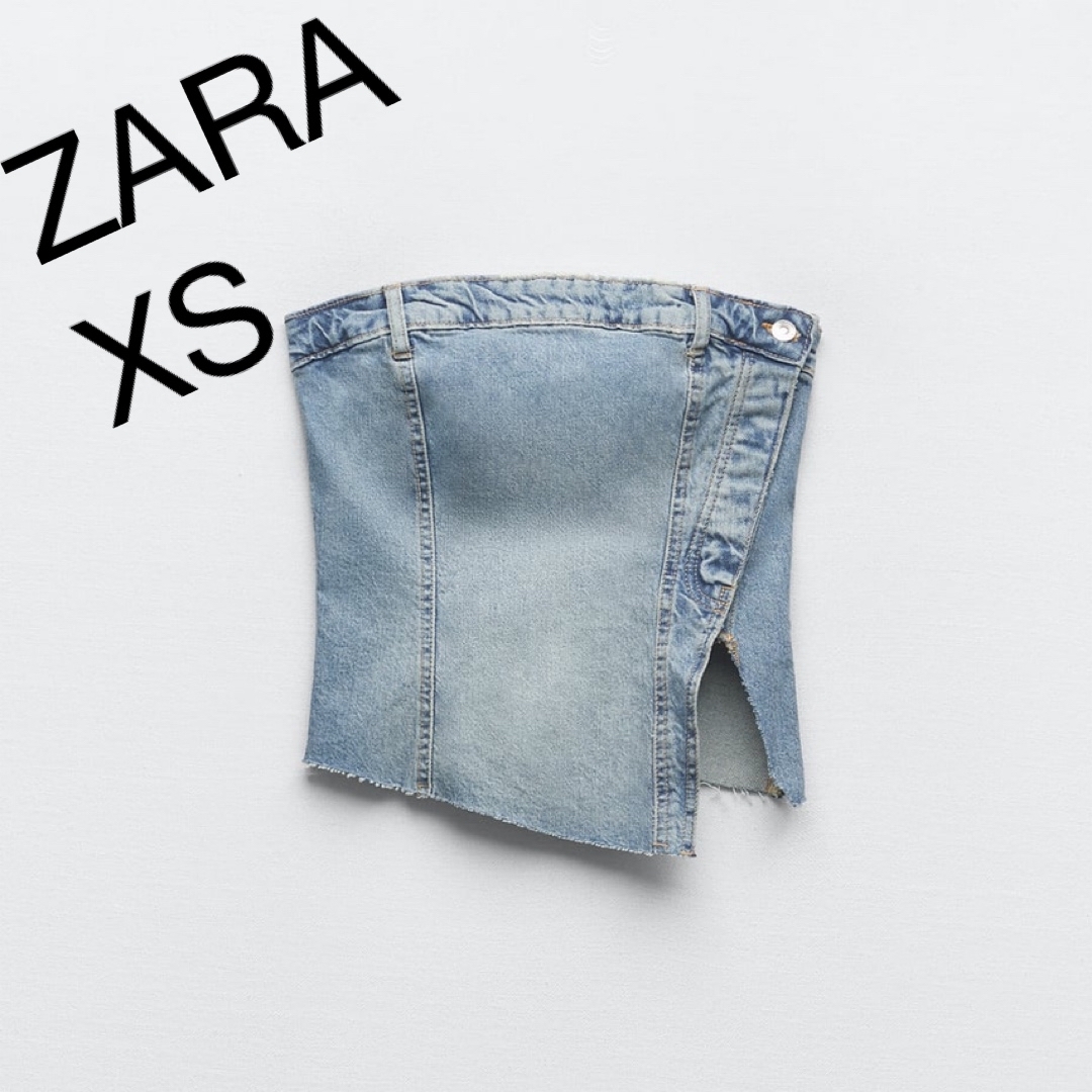 ZARA(ザラ)のデニムTRFコルセットトップス レディースのトップス(ベアトップ/チューブトップ)の商品写真