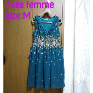 アクシーズファム(axes femme)のaxes femme アクシーズ ノースリーブ 膝丈 ワンピース gr ワンピ(ひざ丈ワンピース)