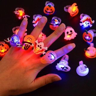 LED ライトハロウィン　光る指輪　30個入り(小道具)