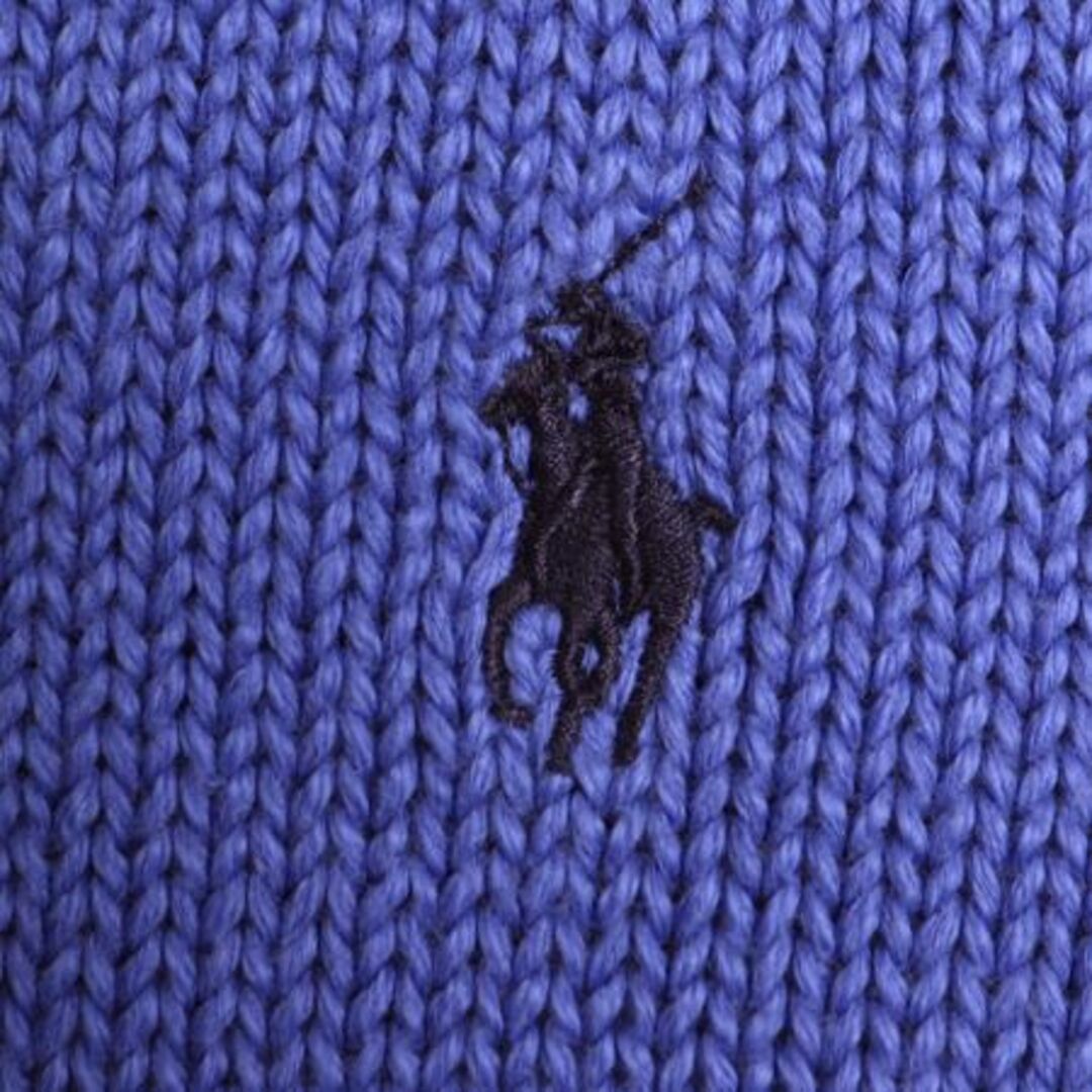 Ralph Lauren(ラルフローレン)の90s ポロ ラルフローレン コットン ニット セーター メンズ M / 90年代 オールド POLO ポニー ワンポイント クルーネック ブルー パープル メンズのトップス(ニット/セーター)の商品写真