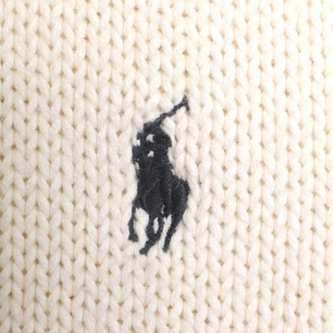 Ralph Lauren(ラルフローレン)の90s ポロ ラルフローレン コットン ニット セーター メンズ L / 90年代 オールド POLO ポニー刺繍 ワンポイント クルーネック ナチュラル メンズのトップス(ニット/セーター)の商品写真