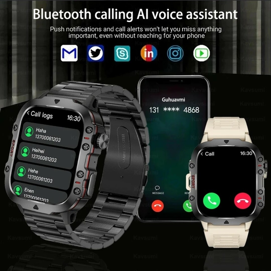 スマートウォッチ 新品 日本語対応 通話機能付き 歩数計/心拍計/血圧計モニター メンズの時計(腕時計(デジタル))の商品写真