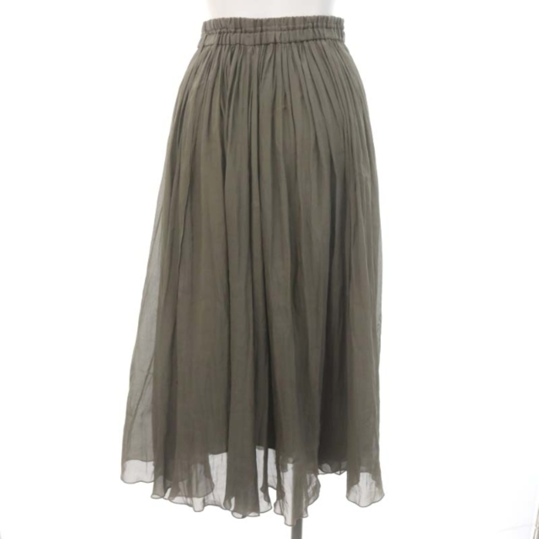Noble(ノーブル)のノーブル シースルーギャザースカート ロング インナー付き 38 カーキ レディースのスカート(ロングスカート)の商品写真