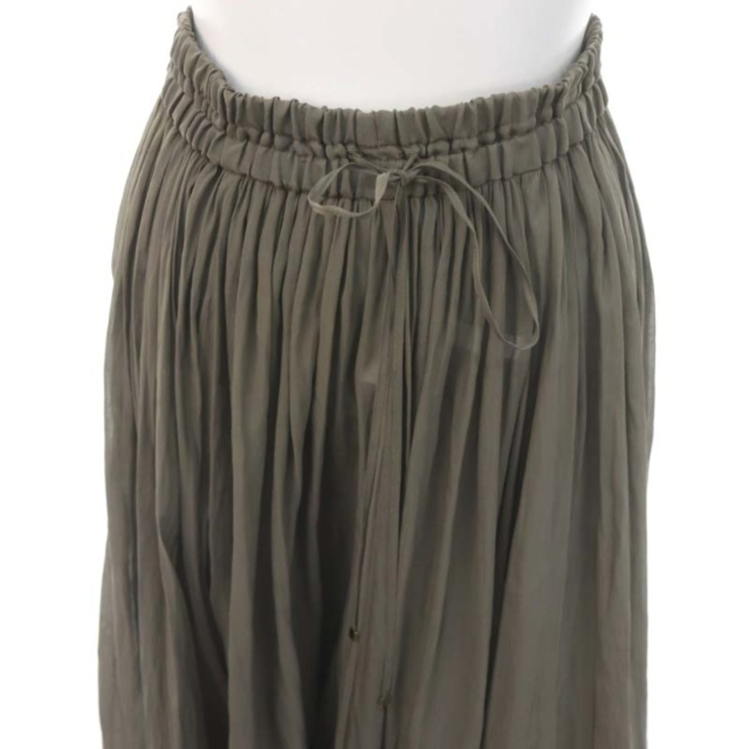 Noble(ノーブル)のノーブル シースルーギャザースカート ロング インナー付き 38 カーキ レディースのスカート(ロングスカート)の商品写真