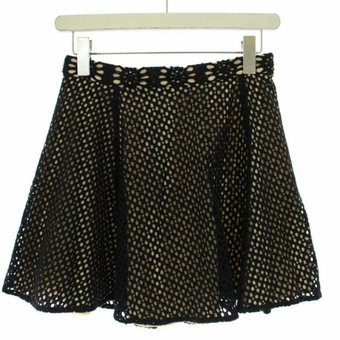 アリスオリビア フレアスカート ミニ丈 レース メッシュ ビーズ 2 M 黒 レディースのスカート(ミニスカート)の商品写真