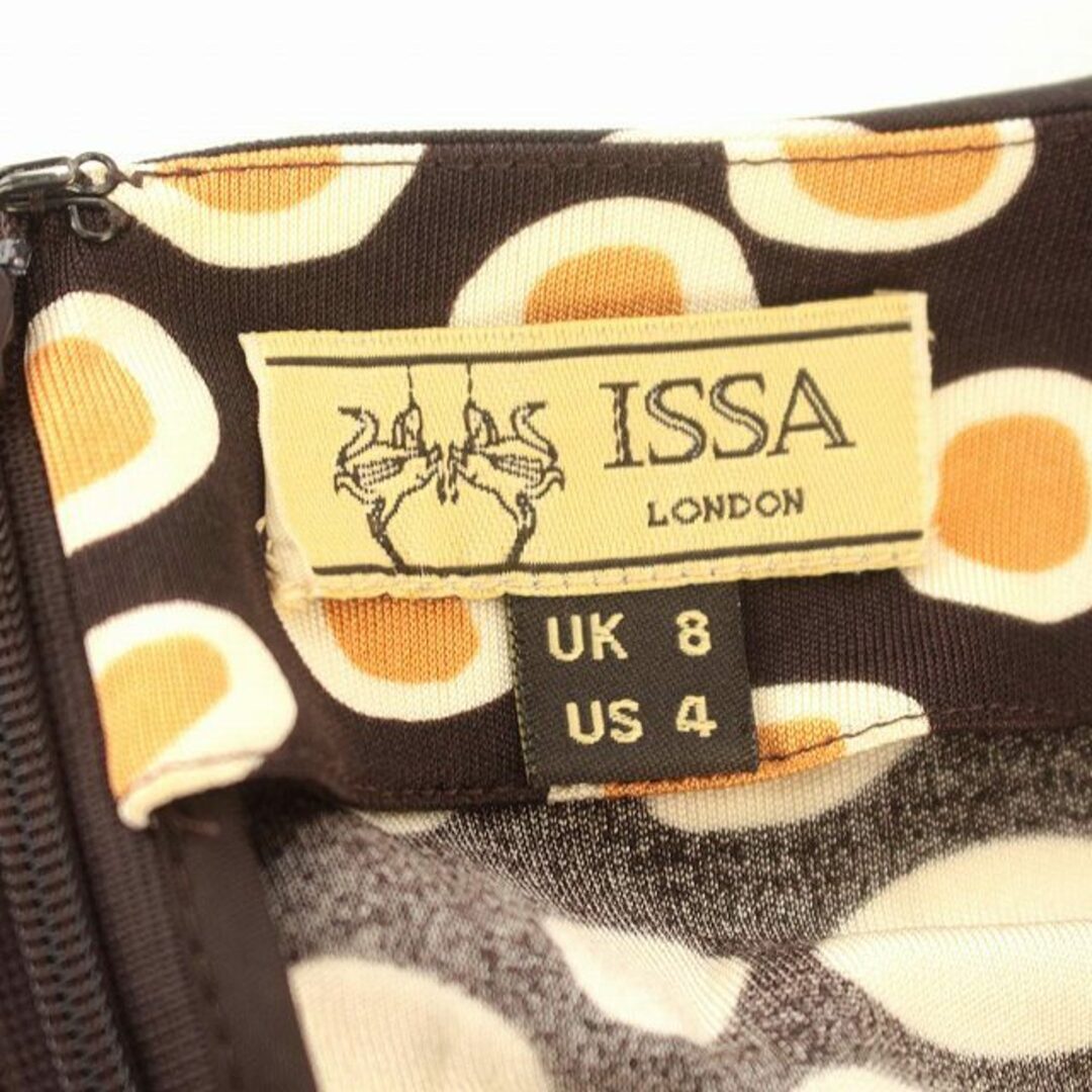 Issa London(イッサロンドン)のイッサロンドン ISSA LONDON ワンピース 半袖 ドット UK8 茶 レディースのワンピース(ひざ丈ワンピース)の商品写真