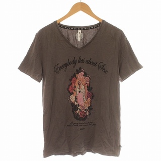グラム(glamb)のグラム glamb Tシャツ Vネック 半袖 マリア 2 M 茶(Tシャツ/カットソー(半袖/袖なし))