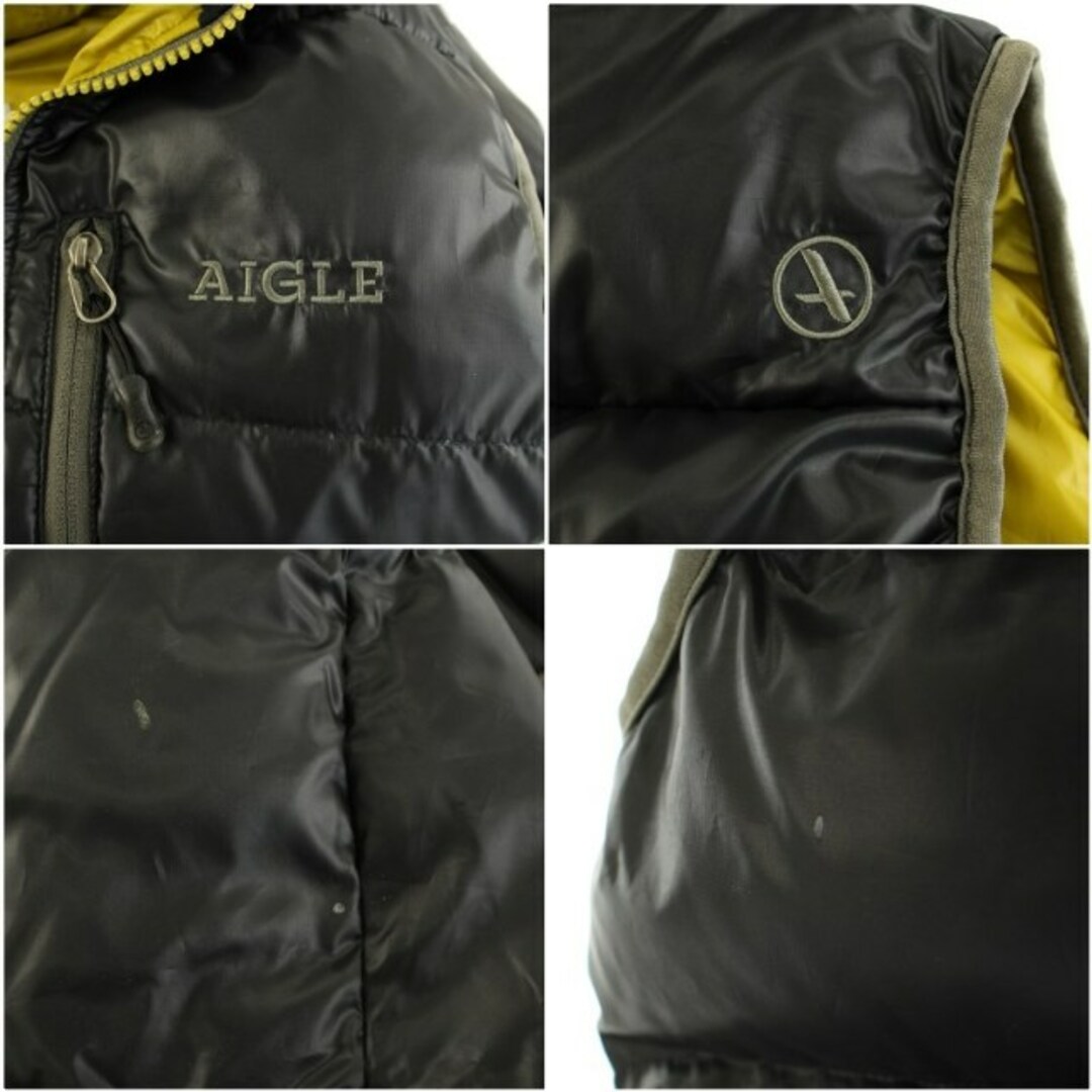 AIGLE(エーグル)のエーグル ダウンベスト ジャケット ショート丈 ジップアップ ロゴ刺繍 S 黒 レディースのジャケット/アウター(ダウンベスト)の商品写真