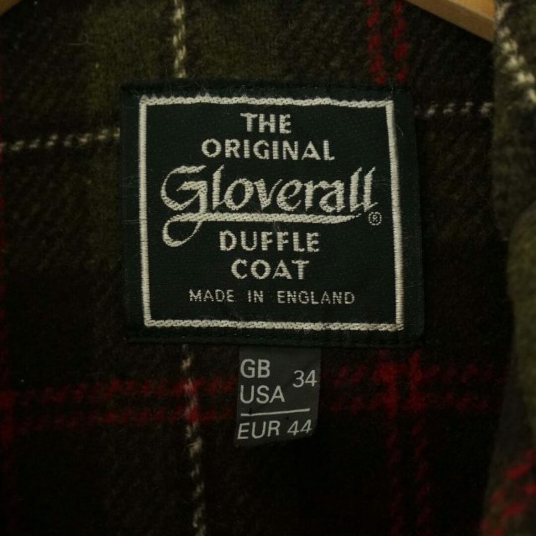 Gloverall(グローバーオール)のグローバーオール ダッフルコート ロング フード 裏地チェック L 緑 レディースのジャケット/アウター(ダッフルコート)の商品写真