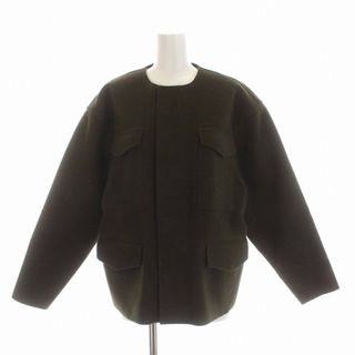 ハイク(HYKE)のハイク MELTON JACKET ノーカラーブルゾン ジャケット 1 カーキ(ブルゾン)