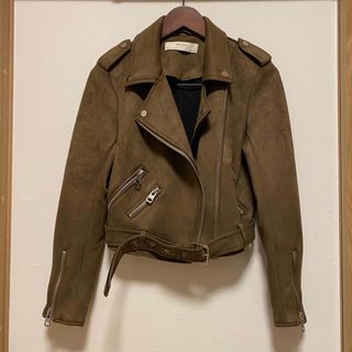 ザラ(ZARA)のZARA BASIC ザラ ライダースジャケット スエード Mサイズ(ライダースジャケット)