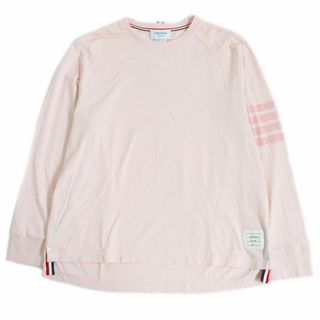 トムブラウン(THOM BROWNE)の美品□THOM BROWNE/トムブラウン MJS117A 4BAR ストライプ コットン100％ ロングスリーブTシャツ/カットソー ライトピンク 4 日本製 正規品(Tシャツ/カットソー(七分/長袖))