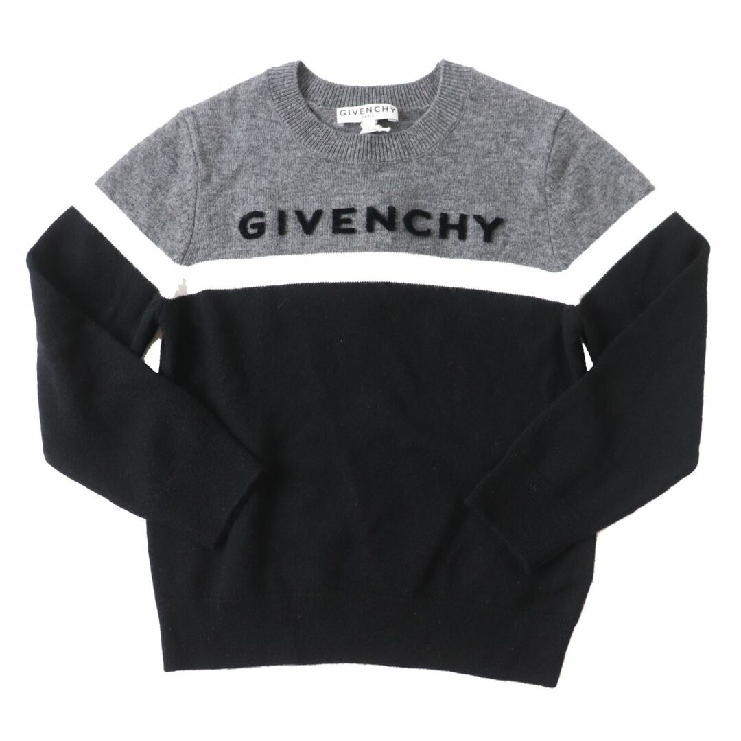 GIVENCHY(ジバンシィ)の未使用品◎GIVENCHY ジバンシィ キッズ カシミヤ混 ウール ロゴ 長袖ニットプルオーバー／セーター グレー×ブラック 子供服 6 タグ付き キッズ/ベビー/マタニティのキッズ服女の子用(90cm~)(ニット)の商品写真