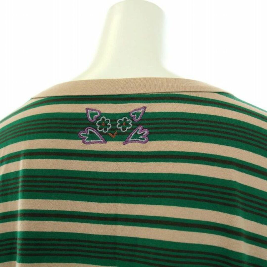 Jocomomola(ホコモモラ)のホコモモラ Calle ボーダーワンピース 半袖 ひざ丈 リボン 刺繍 40 L レディースのワンピース(ひざ丈ワンピース)の商品写真
