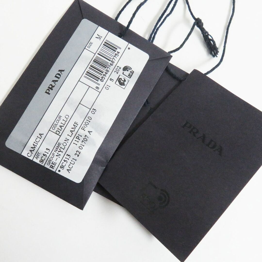 PRADA(プラダ)の未使用品□22SS PRADA/プラダ SC513 トライアングルロゴ/三角プレート RE-NYLON プリントデザイン オープンカラーシャツ 黄色 M 伊製 正規 メンズのトップス(シャツ)の商品写真