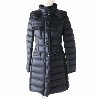 モンクレール(MONCLER)の極美品★MONCLER モンクレール HERMINE エルミンヌ ロゴワッペン・フード付 ロングダウンコート レディース ブラック 00 暖か◎(ダウンコート)