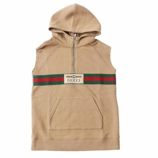 グッチ(Gucci)の未使用品◎正規品 イタリア製 GUCCI グッチ 675670 カットオフ ノースリーブ スウェットパーカー シェリーライン×ブラウン キッズ6(その他)