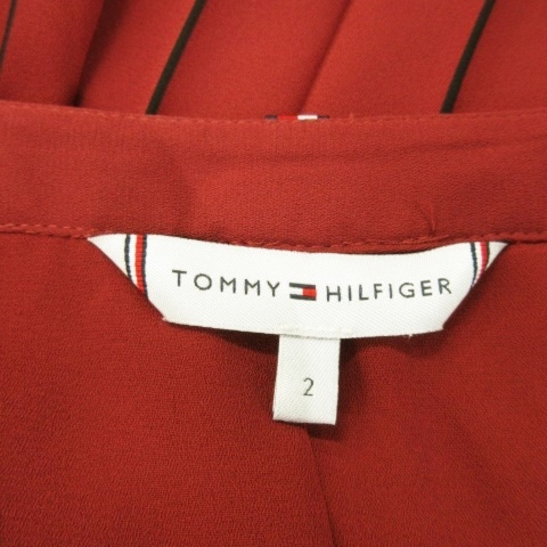 TOMMY HILFIGER(トミーヒルフィガー)のトミーヒルフィガー スカート プリーツ ロング ライン ストライプ 2 赤 レディースのスカート(ロングスカート)の商品写真