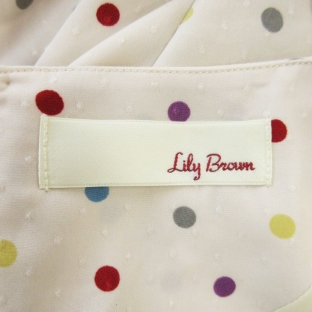 Lily Brown(リリーブラウン)のリリーブラウン オールインワン 半袖 パンツ ワイド ドット リボン 0 白 レディースのパンツ(サロペット/オーバーオール)の商品写真